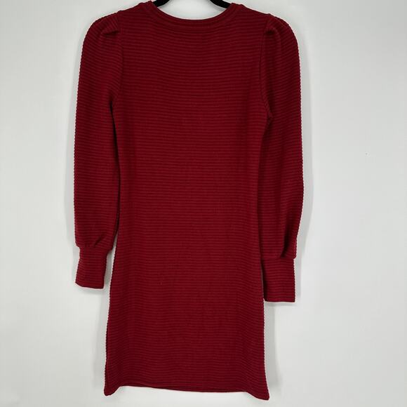 BB Dokota Cut Out Ribbed Long Sleeves Sweater Dress Maroon Womens XS - Picture 3 of 8